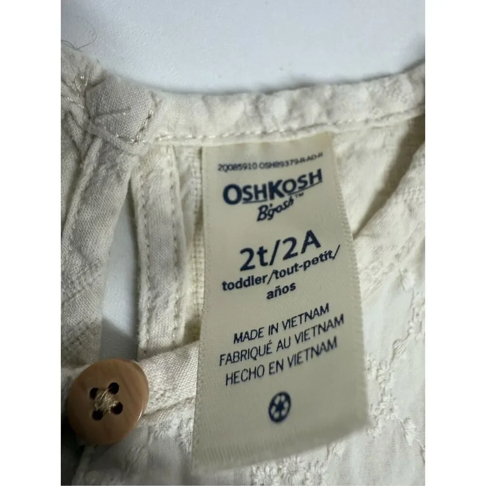 Carter’s Baby Eyelet Seersucker Top Long Sleeve Cotton Cream Size 2T